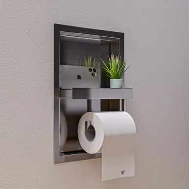 Alfi ABTPN88-BSS ABTPN88-BSS Brushed Stainless Steel Recessed Shelf / Toilet Paper Holder Niche Professional Grade