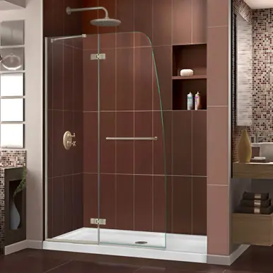 Dreamline DL-6523C-04CL Aqua Ultra Frameless Hinged Shower Door And Slimline 36" x 60" Single Threshold Shower Base - Brushed Nickel Hardware Low Price
