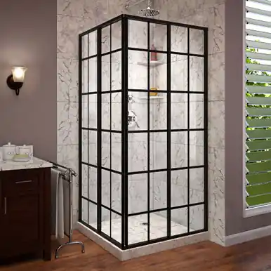 Warranty Included DreamLine French Corner 40 1/2 in. D x 40 1/2 in. W x 72 in. H Framed Sliding Shower Enclosure in Satin Black