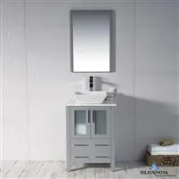 Blossom Sydney 24" Vanity Cabinet with Vessel Sink and Mirror Metal Grey Free Shipping