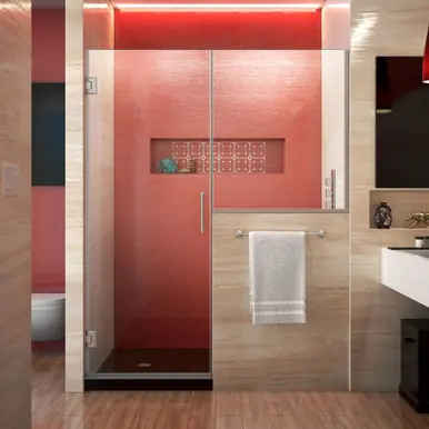 DreamLine SHDR-24293034-04 Unidoor Plus 59-59 1/2 in. W x 72 in. H Frameless Hinged Shower Door with 34 in. Half Panel in Brushed Nickel Free Shipping