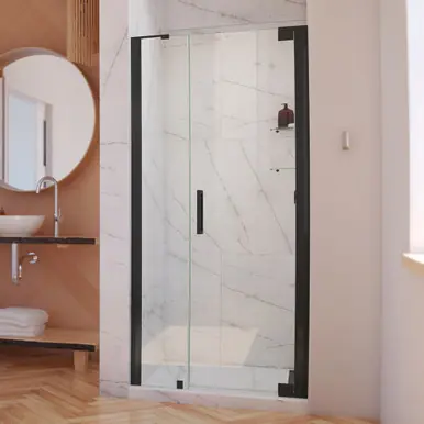 DreamLine SHDR-4328120-09 Elegance-LS 38 3/4 - 40 3/4 in. W x 72 in. H Frameless Pivot Shower Door in Satin Black One Day Deal