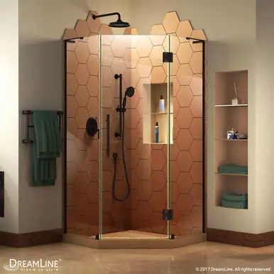DreamLine SHEN-2640400-09 Prism Plus 40 in. D x 40 in. W x 72 in. H Frameless Hinged Shower Enclosure in Satin Black Save Now