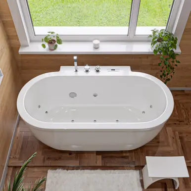 EAGO AM128ETL 6 ft Acrylic White Whirlpool Bathtub w Fixtures One Day Deal