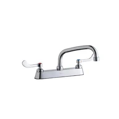 ELKAY LK810AT08T4 8" Centerset with Exposed Deck Faucet with 8" Arc Tube Spout 4" Wristblade Handles -Chrome Weekend Sale