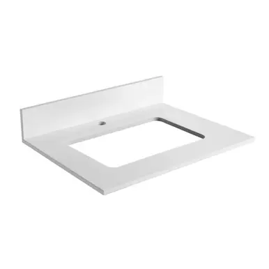 Fine Fixtures 24" Sintered Stone Vanity Countertop - Removable Backsplash - Matte White - For Single Sink Free Delivery