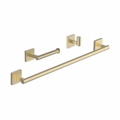 Free Returns Fine Fixtures Colonia Bathroom Accessories 3 Pc Set - Satin Brass - AC3SETSB