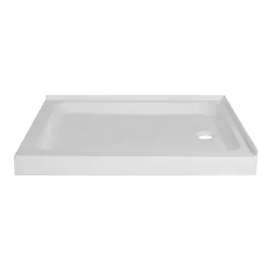 Original Fine Fixtures Double Threshold Acrylic Shower Base 42" X 30" White, Right Side Drain - SBA4230W-R
