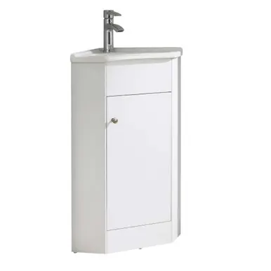 New Release Fine Fixtures Englewood White Corner Vanity Cabinet