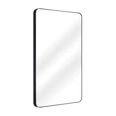 Fine Fixtures Rectangular Mirror - Round Corners - 16 Inch X 24 Inch - Matte Black - MRR1624BL Fan Favorite