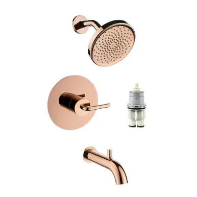 Fine Fixtures Round Tub & Shower Faucet Trim & Cartridge - Rose Gold - SRA1RG Get Yours