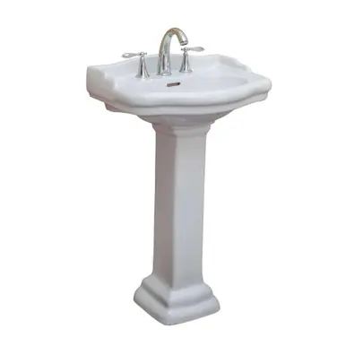 Best Seller Fine Fixtures RS22W8 Roosevelt Pedestal Sink 22" Wide White Color 8" CC