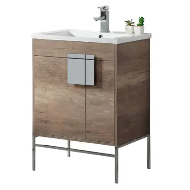 Crafted Fine Fixtures Shawbridge Vanity Cabinet 24" Wide - Shadow Grey With Polished Chrome Hardware - SH24GR