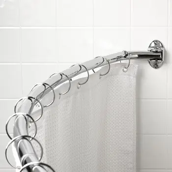 Latest Hardware Resources SR02-PC-R Curved Shower Rod Fits 60 Inch - 72 Inch Openings - Polished Chrome