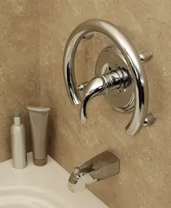 HealthCraft Invisia INV-ACR-BS Shower Accent Ring With Integrated Support Rail Grab Bar - Brushed Stainless Steel Place Order
