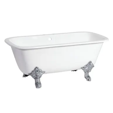Popular Kingston Brass Aqua Eden VCTQ7D6732NL1 67-Inch Cast Iron Double Ended Clawfoot Tub with 7-Inch Faucet Drillings, White/Polished Chrome