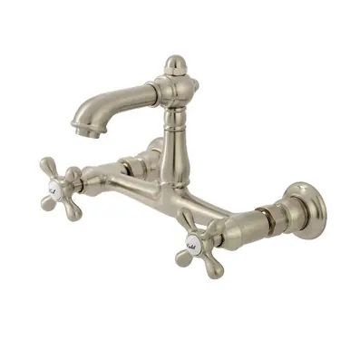 Kingston Brass English Country Two Handle Wall Mount Bathroom Faucet, Brushed Nickel - KS7258AX Limited Time
