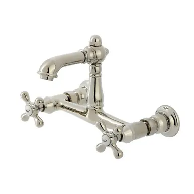 Kingston Brass English Country Two Handle Wall Mount Bathroom Faucet, Polished Nickel - KS7256AX Professional Grade