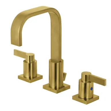 Secure Checkout Kingston Brass Fauceture FSC8963NDL NuvoFusion Widespread Two Handle Bathroom Faucet, Brushed Brass
