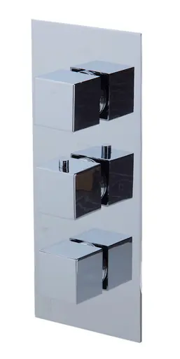Alfi AB2801-PC Polished Chrome Concealed 3-Way Thermostatic Valve Shower Mixer Faucet - Square Knobs Brand New