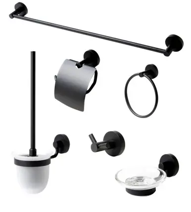 Professional Grade Alfi AB9513-BM Matte Black 6 Piece Bath Accessory Set