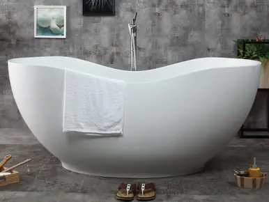 Alfi AB9949 66" White Solid Surface Smooth Resin Soaking Bathtub Brand New