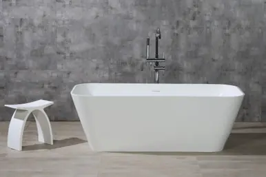 Alfi AB9952 67" White Rectangular Solid Surface Smooth Resin Soaking Bathtub Instant Buy
