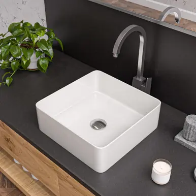 In Demand Alfi ABC903-W White 16" Modern Square Above Mount Ceramic Sink