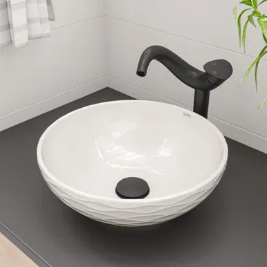 Limited Time Alfi ABC909 White 17" Decorative Round Vessel Above Mount Ceramic Sink