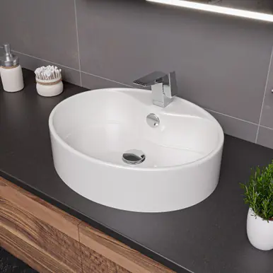 Bulk Order Alfi ABC910 White 22" x 18" Oval Above Mount Ceramic Sink with Faucet Hole