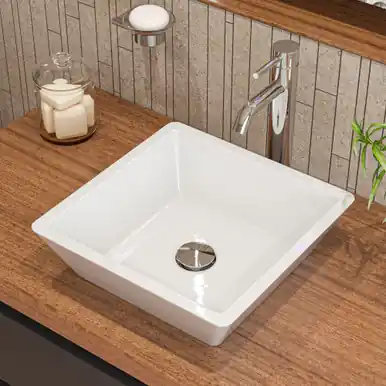 Worldwide Shipping Alfi ABC912 White 17" x 17" Square Above Mount Ceramic Sink