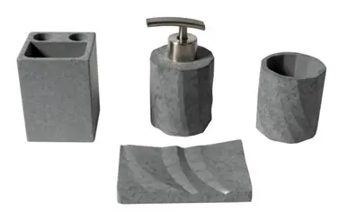 Alfi ABCO1019 5 Piece Solid Concrete Gray Matte Bathroom Accessory Set Affordable