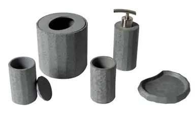Alfi ABCO1022 5 Piece Solid Concrete Gray Matte Bathroom Accessory Set Affordable