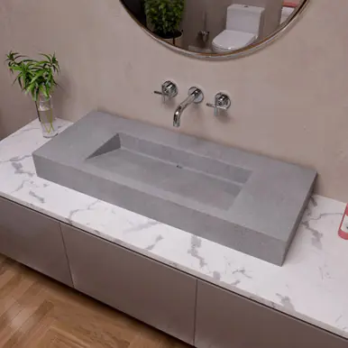 Alfi ABCO48R 48" x 19" Solid Concrete Rectangular Countertop Sink Buy Direct