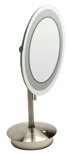 Cheap Alfi ABM9FLED-BN Brushed Nickel Tabletop Round 9" 5x Magnifying Cosmetic Mirror with Light