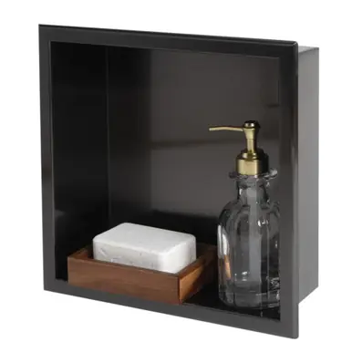 Alfi ABNP1212-BB 12" x 12" Brushed Black PVD Stainless Steel Square Single Shelf Shower Niche Latest