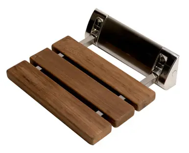 Viral Alfi ABS14-BN Brushed Nickel 14" Folding Teak Wood Shower Seat Bench