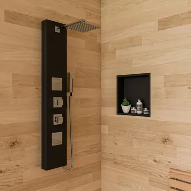 Alfi ABSP65B Black Aluminum Shower Panel with 2 Body Sprays and Rain Shower Head Handmade