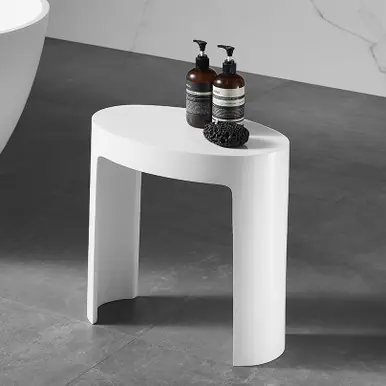 Alfi ABST66 White Matte Solid Surface Resin Bathroom / Shower Stool Buy Direct
