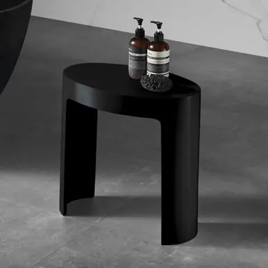 High Quality Alfi ABST66BM Black Matte Solid Surface Resin Bathroom / Shower Stool
