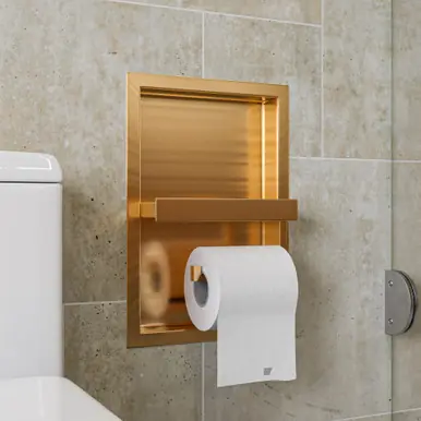 Grab Now Alfi ABTPNP88-BG ABTPNP88-BG Brushed Gold PVD Stainless Steel Recessed Shelf / Toilet Paper Holder Niche
