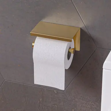 Alfi ABTPP66-BG Brushed Gold PVD Stainless Steel Toilet Paper Holder with Shelf Free Shipping