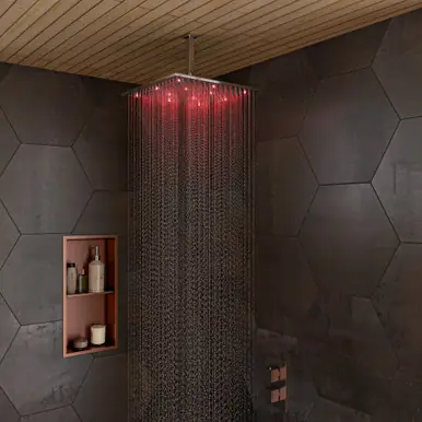 Alfi LED16S-BN Brushed Nickel 16" Square Multi Color LED Rain Shower Head Fast Shipping