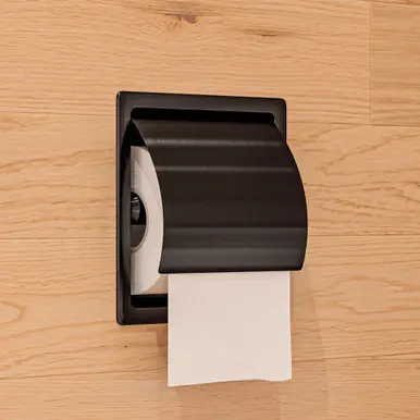 Alfi PVD Brushed Black Stainless Steel Recessed Toilet Paper Holder with Cover - ABTPP77-BB Top Rated