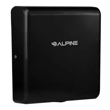 Alpine ALP405-10-BLA-PKG Willow Commercial Black High Speed Automatic Electric Hand Dryer with Wall Guard Certified
