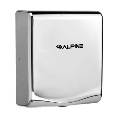Affordable Alpine ALP405-10-CHR-PKG Willow Commercial Chrome High Speed Automatic Electric Hand Dryer with Wall Guard