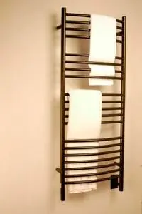 Modern Amba Jeeves DCO-20 D Curved Electric Heated Towel Warmer - Oil Rubbed Bronze - 20-1/2" W x 52-3/4" H