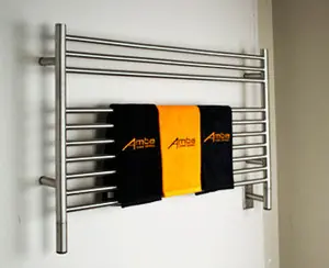 Limited Time Amba Jeeves LSP-40 L Straight Electric Heated Towel Warmer - Polished Stainless - 39 1/2" W x 27" H x 4 1/2" D
