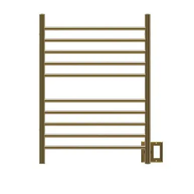 Grab Now Amba RWH-SSB Radiant Hardwired + Plug-in Combo Straight 10 Bar Towel Warmer - Satin Brass