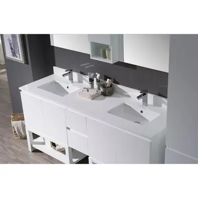 Exclusive Offer Blossom 72.5" Countertop (Double Sink) - White Quartz - CT5000 7222 02